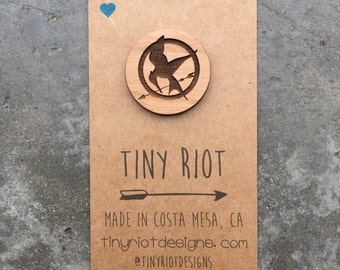 Hunger Games Mockingjay Wooden Lapel Pin