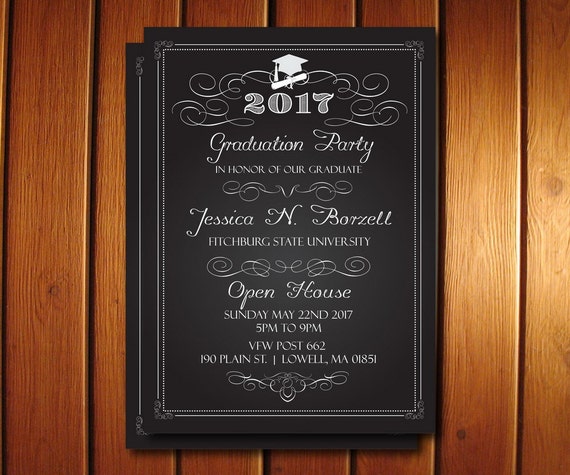 Chalkboard Graduation Invitations - College or High School Graduation Announcement Il_570xn