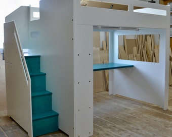 Modern loft bed with storage for FULL size mattress