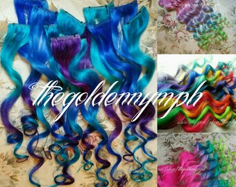 CUSTOM- 1 Piece - Human Hair Extension - CLIP IN - Read Entire Listing! - Clip in extensions - Rainbow - Colorful Hair - Birthday Gifts