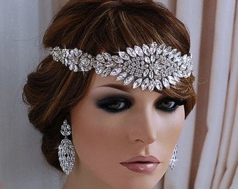 Great Gatsby Headpiece Flapper Bridal Woman Head Band 1920s Headband Hairband Bride Hair Accessory Wedding Vintage Jewelry Weddings