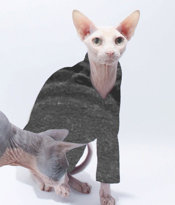 On Sale Gray Sphynx Cat Clothes Long Sleeved Fleece cat