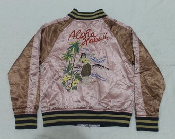 Vintage Sukajan Aloha Hawaii Shark Embroidered Souvenir Jacket