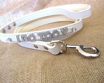 Wedding Dog leash | I Do Too leash | White Leash | White, Ivory, White Scroll, or silver | Wedding Leash