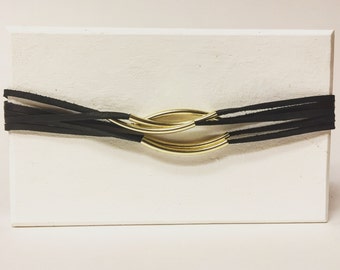 Gold and Black Deerskin Lace Choker