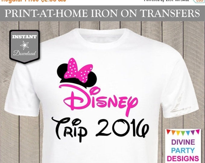 SALE INSTANT DOWNLOAD Print at Home Hot Pink Mouse Disney Trip 2016 Iron On Transfer / Printable / T-shirt / Item #2398