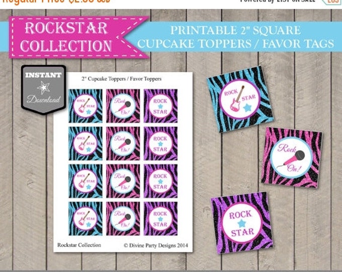 SALE INSTANT DOWNLOAD Rockstar 2" Cupcake Toppers / Favor Tags / Printable Diy / Rockstar Collection / Item #704