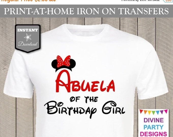 SALE INSTANT DOWNLOAD Print at Home Red Mouse Abuela of the Birthday Girl Printable Iron On Transfer / T-shirt / Family / Trip / Item #2448