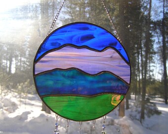 A Beautiful Abstract Sun Catcher Stained Glass, Wind Chime