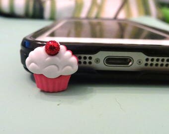 Choose your color-- Cupcake cell phone charm, dust plug charm, shower gift