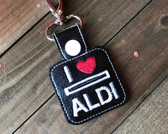 Aldi Quarter Holder, Aldi Keychain, Aldi Key Chain, Aldi Quarter Keeper, Snap Tab, Key Fob, Aldi Quarter Saver---70 Colors