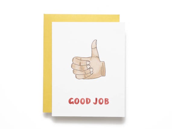 Good Job. Thumbs Up. Congratulations Watercolor Card.