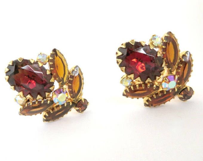 Juliana D&E Amber Earrings, Vintage Rhinestone Earrings, Verified Juliana Jewelry, AB Rhinestone Clip-ons, FREE SHIPPING Juliana D&E Amber Earrings, Vintage Rhinestone Earrings, Verified Juliana Jewelry, AB Rhinestone Clip-ons, FREE SHIPPING