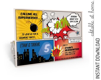 Superhero Invitation, Superhero Birthday Invitation, Superhero Party Invitation INSTANT DOWNLOAD you personalize at home
