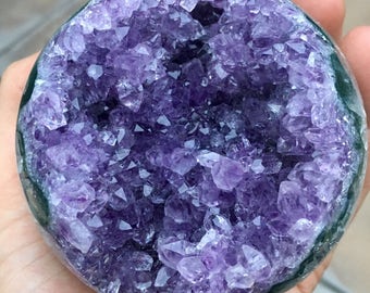 Top Quality 1.6lb XL Polished Amethyst w/ Chlorite & Agate Geode Crystal Sphere - Minas Gerais, Brazil - Item:AM170245