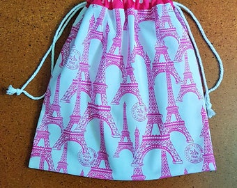 Drawstring bag, book bag, library bag, PINK,travel, shoes, laundry, gift bag