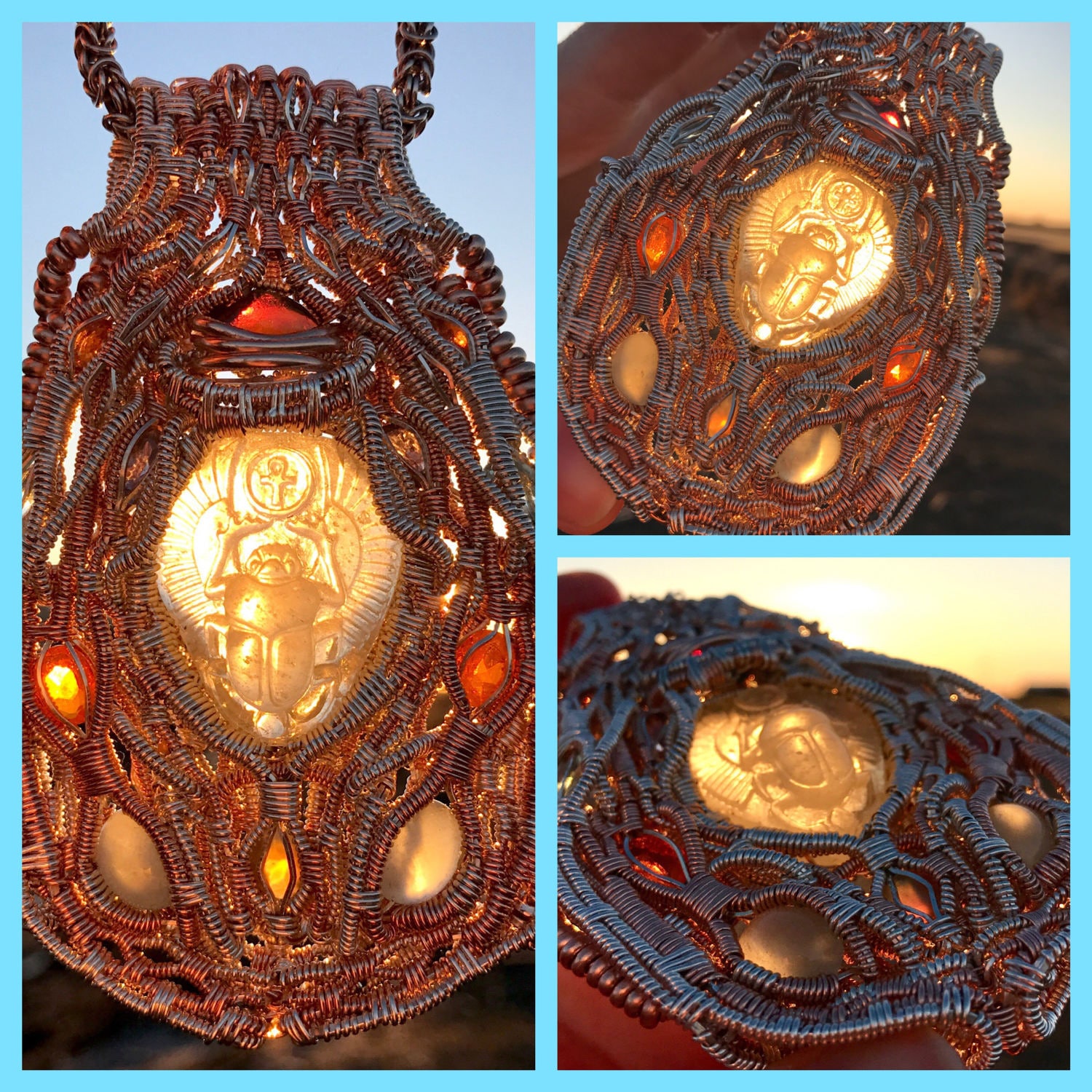 Libyan Desert Glass Scarab Wirewrapped High End Pendant Opals   Il Fullxfull.1214587515 D15u 