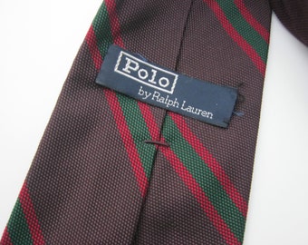 Vintage POLO by Ralph Lauren Regimental Repp Striped Necktie / Trad / Ivy League / 100% Silk Tie / Made in USA