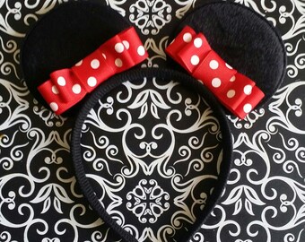 Soft Mouse Ears, Red Minnie Ears, Mouse Headband, Black Mouse Headband, Minnie Headband, Minnie Ears, Minnie Mouse Tutu, Minnie Tutu