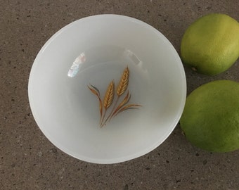 Vintage Fire King Oven Ware Bowl-Wheat Pattern Milk Glass-1960's-Made in USA.