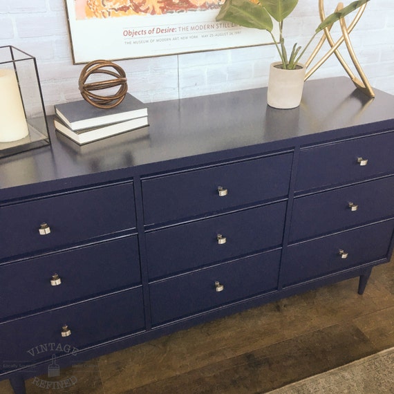 Available: Navy Painted Mcm Dresser