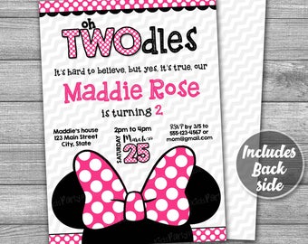 Oh Twodles Invitation, PRINTABLE Minnie Mouse Invitation, Oh Twodles Birthday, Oh Toodles Birthday, Second Birthday Girl, Two Year Old 2nd
