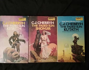 C.J. Cherryh - The Faded Sun trilogy: Kesrith, Shon'jir, and Kutath (Set of Three Vintage Sci-fi Paperbacks)