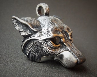 Wolf Necklace, silver and smoky quartz wolf pendant.