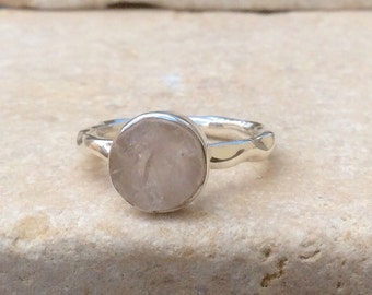 raw rose quartz ring