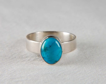 Turquoise Ring Artisan Ring Southwestern Jewelry Wide Band Ring Turquoise Jewelry