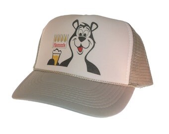 Hamm's beer bear hat Trucker Hat Snap Back Hat adjustable gray