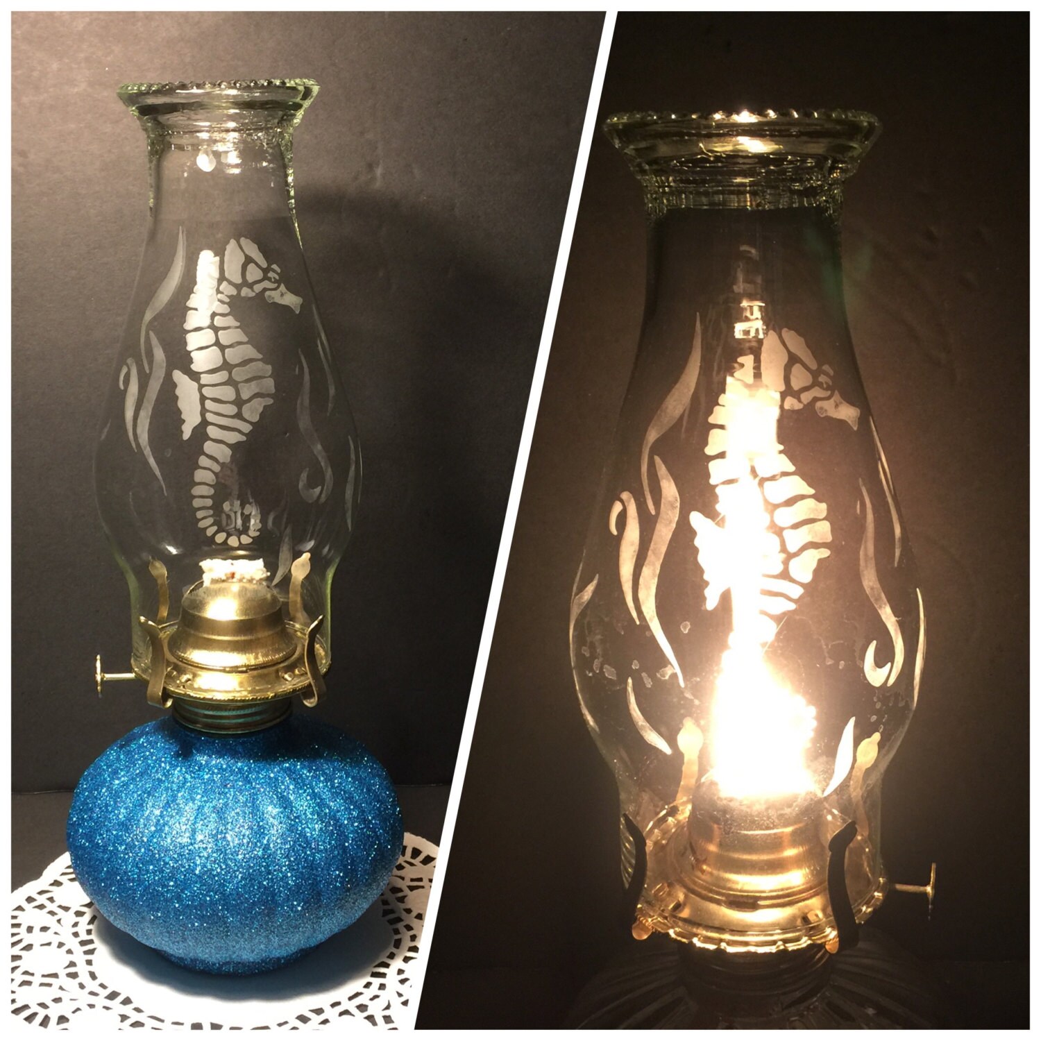 Seahorse Lamp Seahorse Gift Oil Lamp Glass Chimney