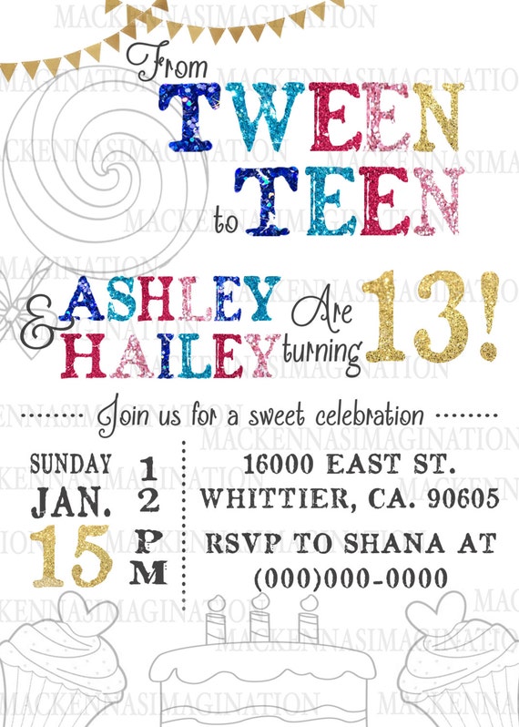 Tween to Teen Birthday Invitation-DIGITAL
