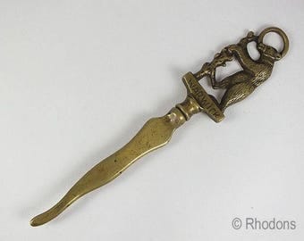Vintage Old Brass Paper Knife / Letter Opener Bear Warwick