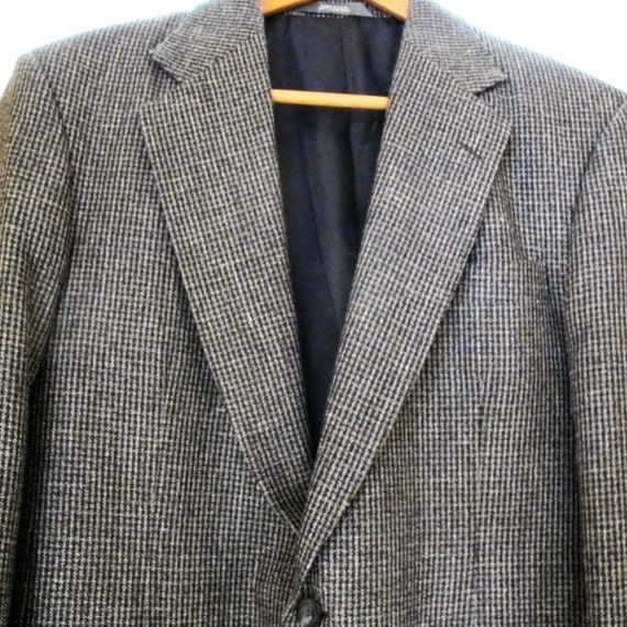 Mens Suit Jacket Coat Black White Tweed Wool Size 40 Made USA