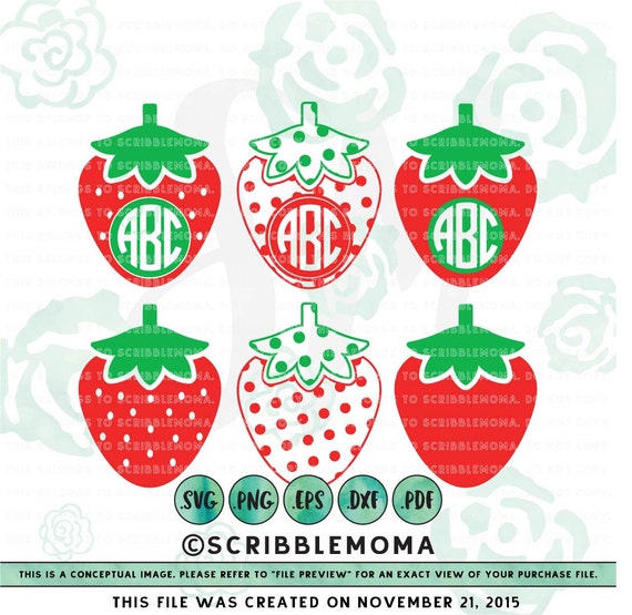 Strawberry Monogram svg for Cricut Strawberry svg Monogram