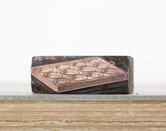 Vintage Muffin Baking Tin Letterpress Printers Stamp, Wood Copper Printers Block Stamp, Print Block Stamp
