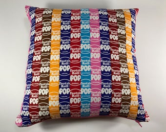 tootsie roll embroidered plush pillow