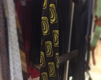 1960S // WEMBLEY BRAND // Brown and Olive Abstract Clip On Tie