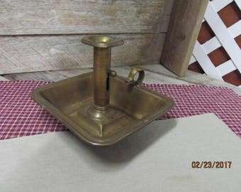 Vintage Brass Square Thumb Grip Courting Candle Holder Candlestick Finger Loop