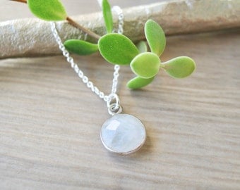 Sterling Silver Moonstone Necklace, Simple Stone Necklace, Modern Necklace, June Birthstone, June Necklace, June Jewelry