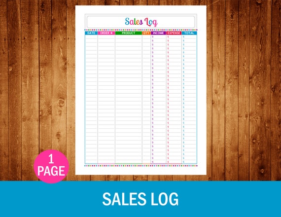 Sales Log Instant Download PDF Printable