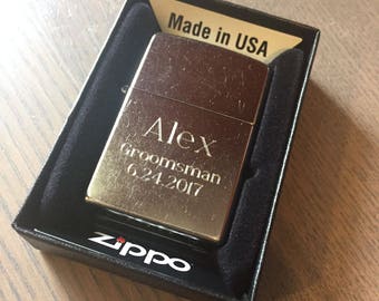 Personalized Zippo Lighter, Zippo Classic Street Chrome Lighter, Groomsmen Gifts, Birthday Gift, Father's Day Gift, Anniversary Gift - Z207