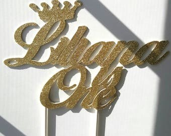 Glitter cake topper,custom cake topper,crown cake topper,personalized cake topper, birthday cake topper, birthday, birthday decor,cake decor