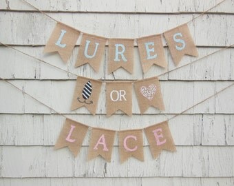 Lures or Lace Gender Reveal, Lures or Lace Banner, Gender Reveal Party Decor, Gender Reveal Banner, Boy Or Girl Baby Shower Banner Sign