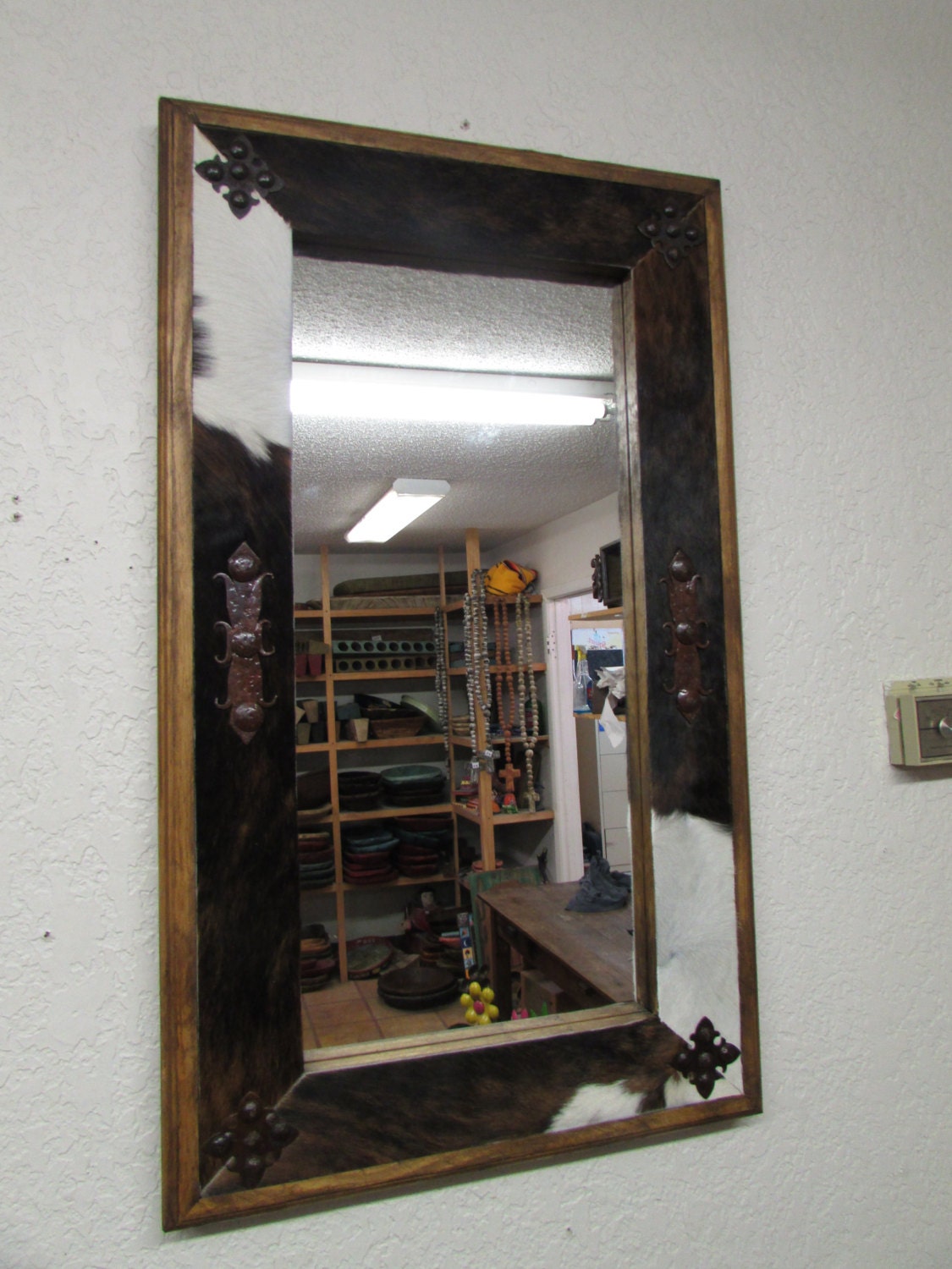 Cowhide Medallion Mirror by RanchoAdobe on Etsy