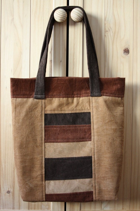 Corduroy Patchwork Tote Bag