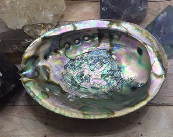 Abalone Shell Smudge Bowl, Large Abalone Shell Smudging Shell Positive Energy Premium Shell Smudge Pot Altar Dish, Healing Crystals & Stone