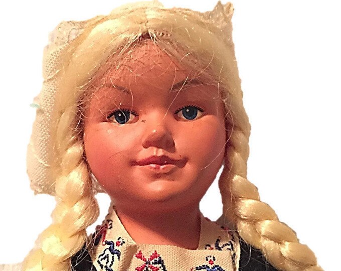 1950's Doll West Germany | Long Braid Doll | Mohair Doll Wig | Gift for Girl