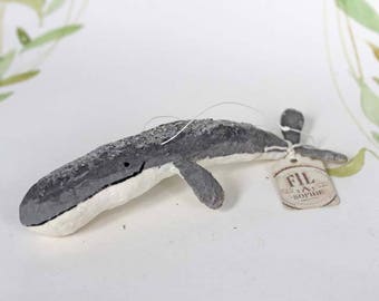 Spun cotton Christmas heirloom ornament Whale Fish